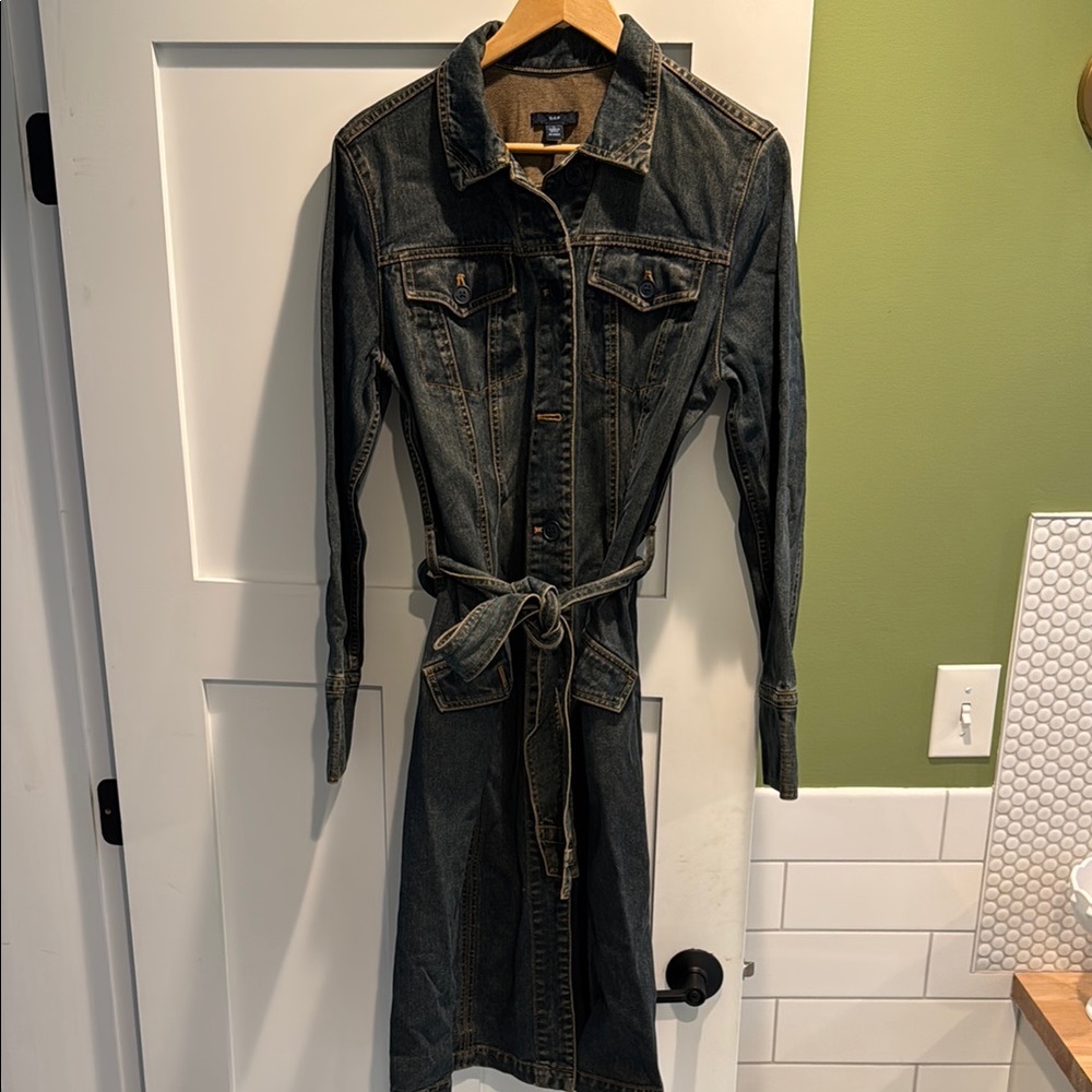Vintage Denim Belted Coat